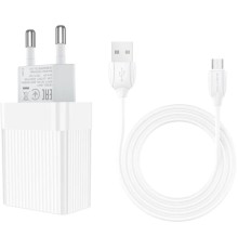 Зарядний пристрій BOROFONE BA47A Mighty speed single port QC3.0 3A + Type-C cable White (BA47AMW)