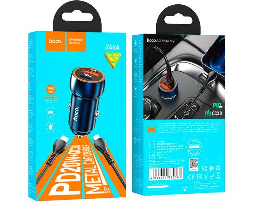 Зарядний пристрій HOCO Z46A set (C to iP) USB-A/Type-C Sapphire Blue (6931474770363)