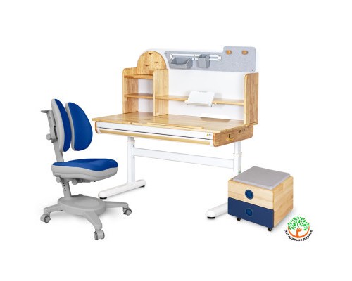 Парта з кріслом Mealux Timberdesk L (парта + крісло + тумба) (BD-690 L+ box BD 920-2 BL+Y-115 DGB)