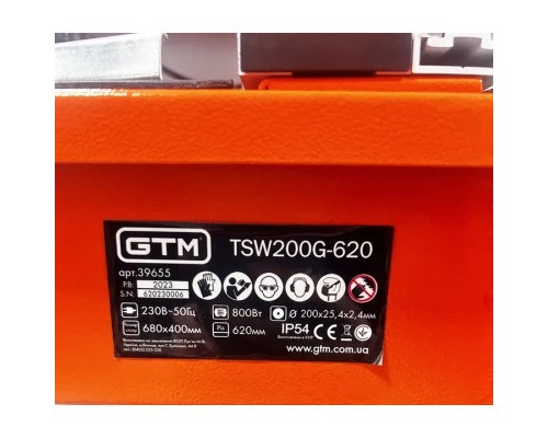 Плиткоріз GTM TSW200G-620 220В/800Вт довжина різу 620мм, круг 200*25,4мм (TSW200G-620GTM)