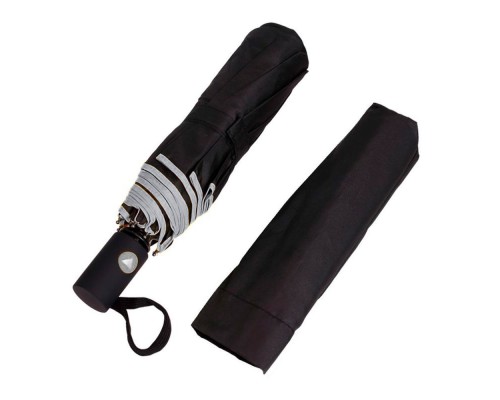 Парасоля Bergamo Sky Напівавтомат Чорно-сіра з світловідбиваючою стрічкою (7040007)