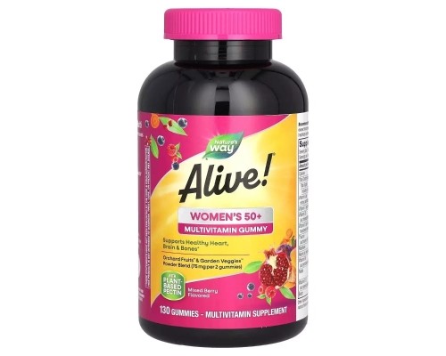 Мультивітамін Nature's Way Мультивітаміни для жінок 50+, смак ягід, Alive! Women''s 50+ Gummy Mu (NWY-11537)