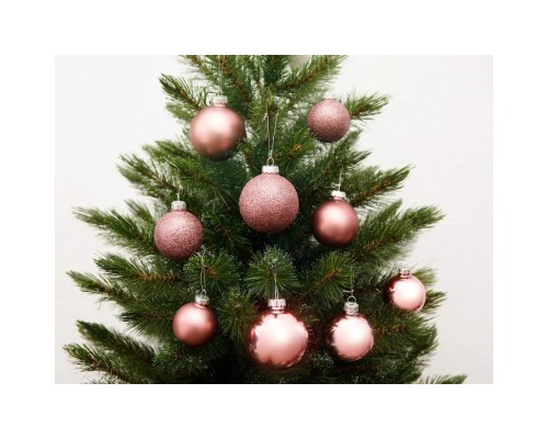 Ялинкова іграшка House Of Seasons Скляні кульки 26 шт D7 см D6 см D5 см Темно-рожеві (8720362102847)