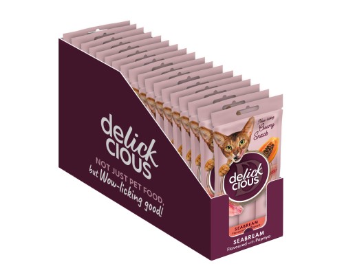 Ласощі для котів Delickcious Дорада з додаванням папаї 4 х 15 г (4820269141612)