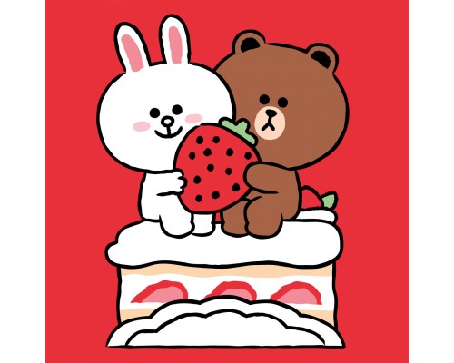 Картина по номерам Santi Лайн Френдс Коні Браун та полуничний тортик 25х25см (955035)