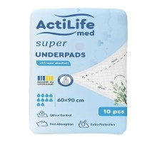 Пелюшки для малюків ActiLife Med Super 60 х 90, 10 шт (4820174981433)