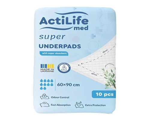 Пелюшки для малюків ActiLife Med Super 60 х 90, 10 шт (4820174981433)