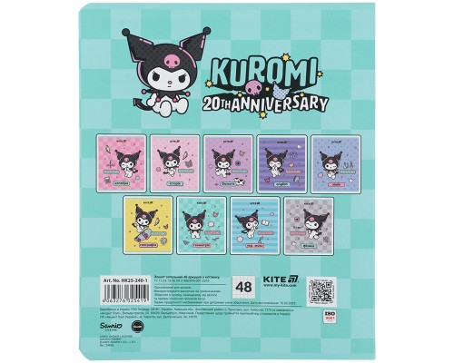 Зошит Kite предметний Kuromi 48 аркуші, клітинка, геометрія (HK25-240-1)