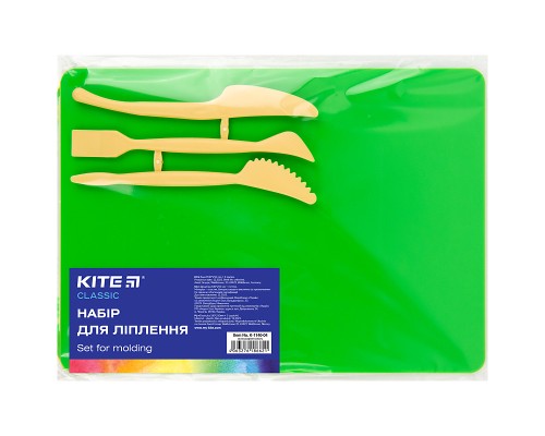 Дошка для пластиліну Kite набір Classic дошка + 3 стеки, зелений (K-1140-04)
