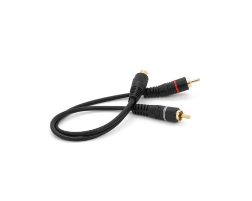 Кабель мультимедійний 1xRCA F to 2xRCA M 0.2m black Voltronic (YT-RCA(F)/2хRCA(M)-0,2CuB)