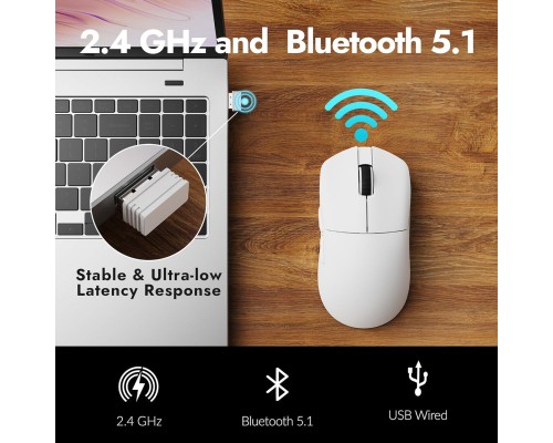 Мишка Lemokey G1 USB-A/USB-C/Wireless 8K White (G1-A2)