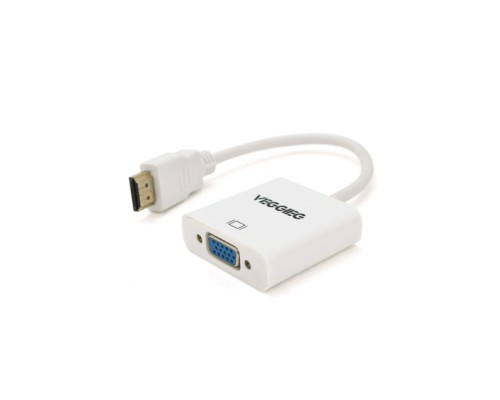Перехідник HDMI M to VGA F 0.25m white VEGGIEG (YT-C-H-V1W)