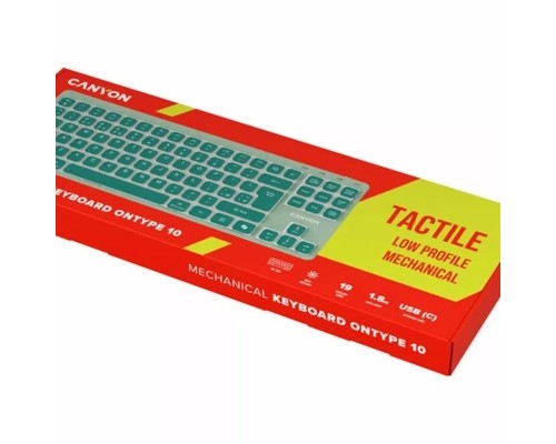 Клавіатура Canyon OnType 10 TKL Mechanical Silent Low-profile USB UA Green (CNS-HKB10GR)