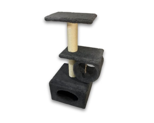 Дряпка (кігтеточка) для котів Природа Саванна з барабаном 38x38x90 см сіра (4823082442638)