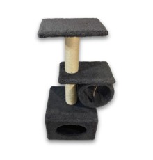 Дряпка (кігтеточка) для котів Природа Саванна з барабаном 38x38x90 см сіра (4823082442638)