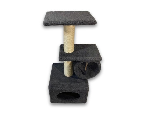 Дряпка (кігтеточка) для котів Природа Саванна з барабаном 38x38x90 см сіра (4823082442638)
