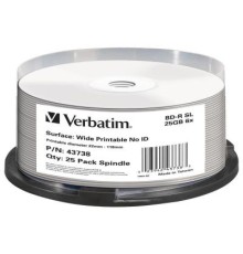 Диск BD Verbatim 25Gb 6x Cacke 25шт Wide Printable (43738)