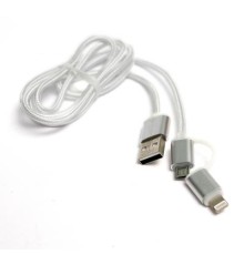 Дата кабель USB 2.0 AM to Lightning + Micro 5P 1.0m cotton PowerPlant (KD00AS1290)