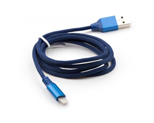 Дата кабель USB 2.0 AM to Lightning nylon 1m blue Vinga (VCPDCLNB21B)