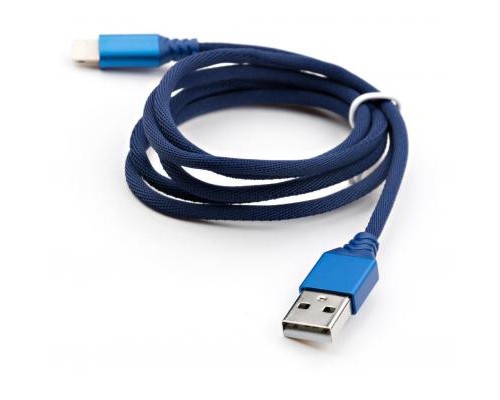 Дата кабель USB 2.0 AM to Lightning nylon 1m blue Vinga (VCPDCLNB21B)