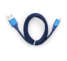 Дата кабель USB 2.0 AM to Lightning nylon 1m blue Vinga (VCPDCLNB21B)