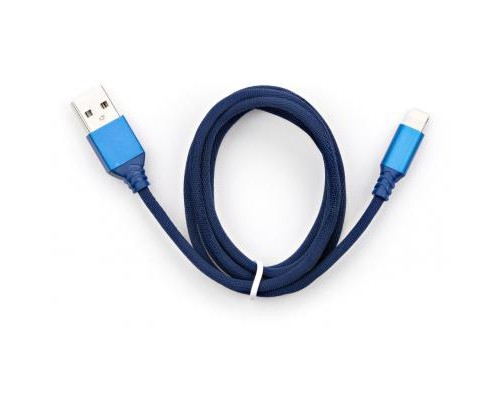 Дата кабель USB 2.0 AM to Lightning nylon 1m blue Vinga (VCPDCLNB21B)