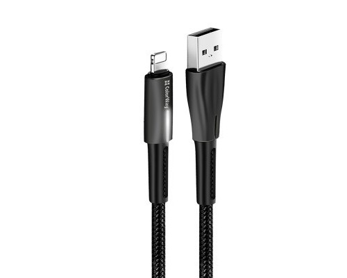 Дата кабель USB 2.0 AM to Lightning 1.0m zinc alloy + led black ColorWay (CW-CBUL035-BK)