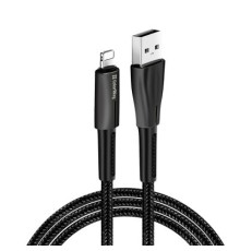 Дата кабель USB 2.0 AM to Lightning 1.0m zinc alloy + led black ColorWay (CW-CBUL035-BK)