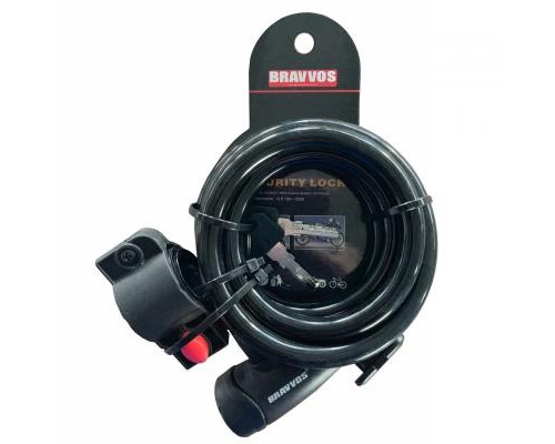 Замок велосипедний Bravvos LOC-065-110 Key 12mm х 1500mm Black (LCK-035)