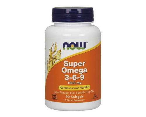 Жирні кислоти Now Foods Супер Омега 3-6-9, Super Omega 3-6-9,, 1200 мг, 90 желатинов (NOW-01839)