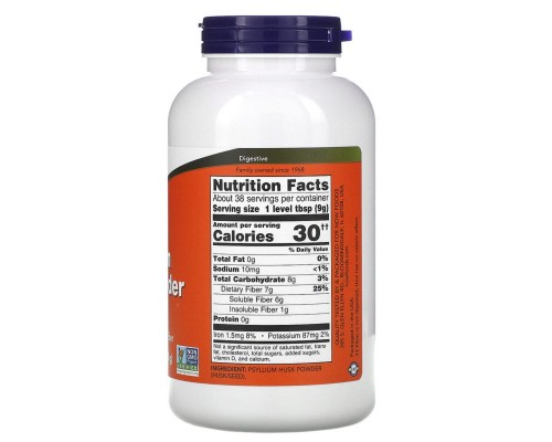 Трави Now Foods Подорожник, порошок з лушпиння насіння, Psyllium Husk Powder (NOW-05975)