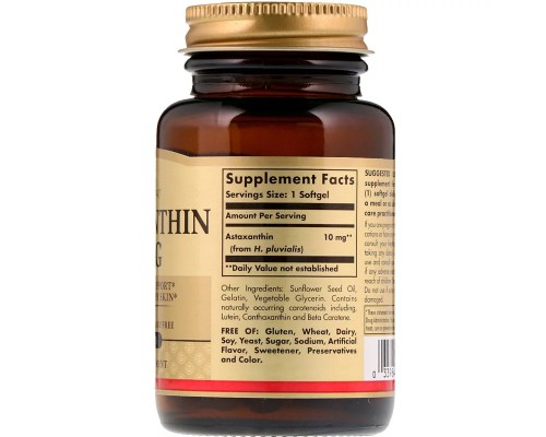 Антиоксидант Solgar Астаксантин, Astaxanthin, 10 мг, 30 желатинових капсул (SOL-36204)