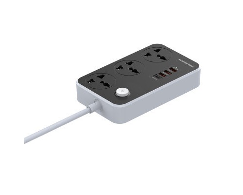 Мережевий фільтр живлення ColorWay CW-CHU34PDB, 3 розетки/4USB Black 2M (CW-CHU34PDB)