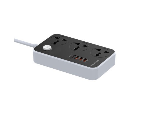 Мережевий фільтр живлення ColorWay CW-CHU34PDB, 3 розетки/4USB Black 2M (CW-CHU34PDB)