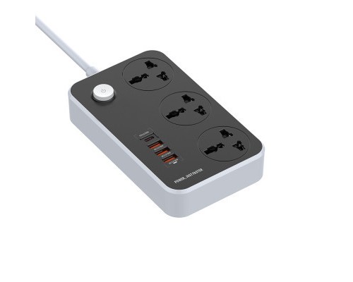 Мережевий фільтр живлення ColorWay CW-CHU34PDB, 3 розетки/4USB Black 2M (CW-CHU34PDB)