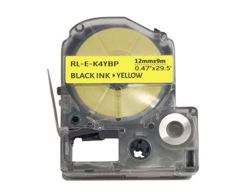 Стрічка для принтера етикеток UKRMARK RL-E-K4YBP-BK/YE, аналог LK4YBP. 12 мм х 9 м (900275)