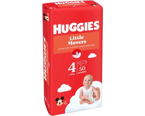 Підгузки Huggies Little Movers 4 (7-18 кг) Jumbo 50 шт (5029053567587)