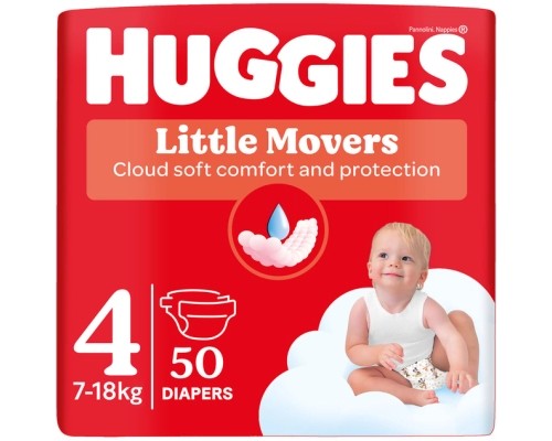 Підгузки Huggies Little Movers 4 (7-18 кг) Jumbo 50 шт (5029053567587)