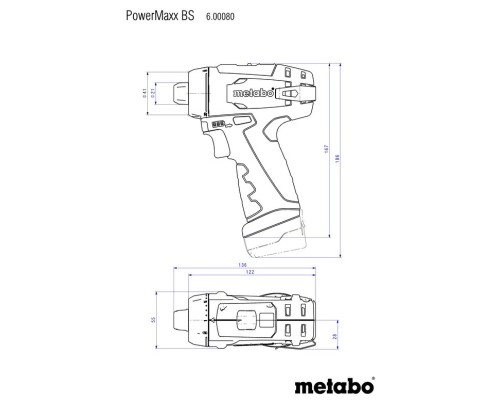 Шуруповерт Metabo PowerMaxxBS, 10.8 В, 2х2.0Аг, кейс (600080500)