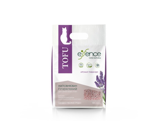 Наповнювач для туалету Essence Tofu з ароматом лаванди 2 мм 6 л (4820261920024)
