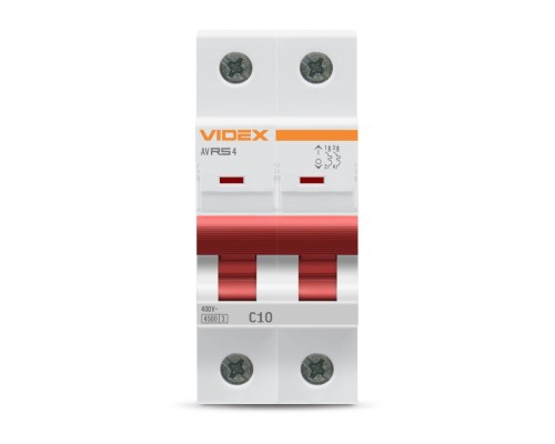 Автоматичний вимикач Videx RS4 RESIST 2п 10А С 4,5кА (VF-RS4-AV2C10)