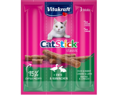 Ласощі для котів Vitakraft м'ясні палички качка та кролик 3х6г (4008239241900)