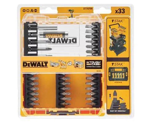 Набір біт DeWALT Phillips,Pozidriv, Torx, Slotted, L = 25, 50 мм, магнітні тримачі, 25 шт, кейс (DT70709)