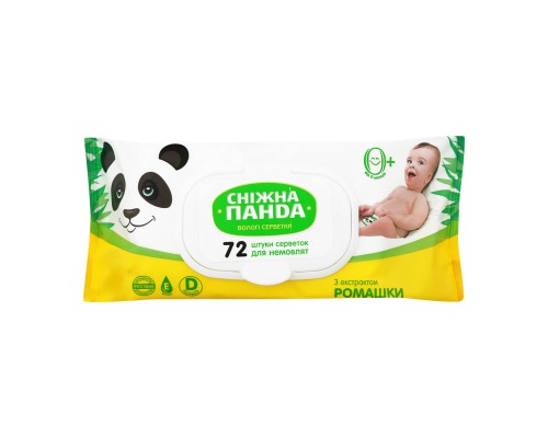 Дитячі вологі серветки Сніжна Панда для немовлят Ромашка 72 шт. (4820183970473) Дитячі вологі серветки Сніжна Панда для немовлят Ромашка 72 шт. (4820183970473)