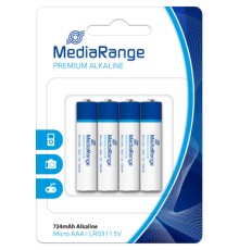Батарейка Mediarange AAA LR03 1.5V Premium Alkaline Batteries, Micro, Pack 4 (MRBAT101)