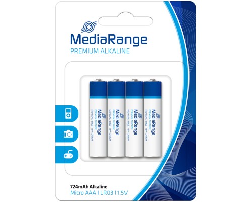 Батарейка Mediarange AAA LR03 1.5V Premium Alkaline Batteries, Micro, Pack 4 (MRBAT101) Батарейка Mediarange AAA LR03 1.5V Premium Alkaline Batteries, Micro, Pack 4 (MRBAT101)