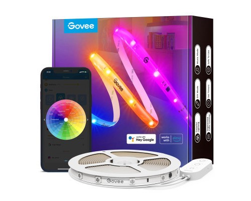 Світлодіодна стрічка Govee RGBIC Basic Wi-Fi + Bluetooth LED Strip Light With Protective Coating 5м Білий (H619A3D1)