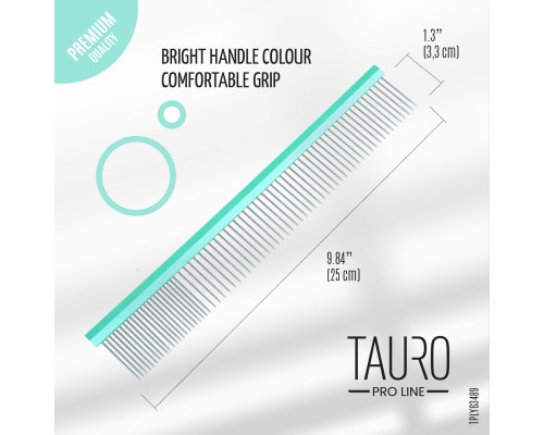 Гребінець для тварин Tauro Pro Line Ultra light line 24.5 см mint (TPLY63489) Гребінець для тварин Tauro Pro Line Ultra light line 24.5 см mint (TPLY63489)