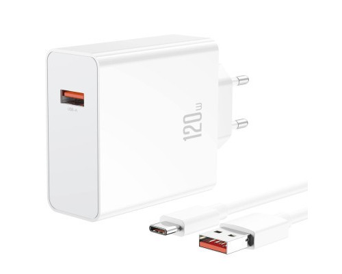 Зарядний пристрій XO L128 120W with cable Type-C white (XO-L128-WH)