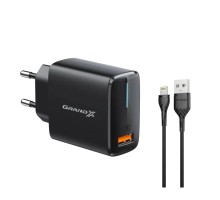 Зарядний пристрій Grand-X Quick Charge QС3.0 + cableUSB-Lightning (CH-550BL)